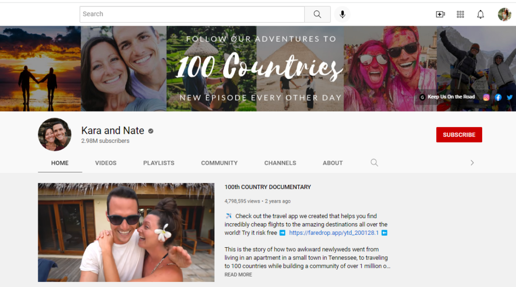 youtube travel channels